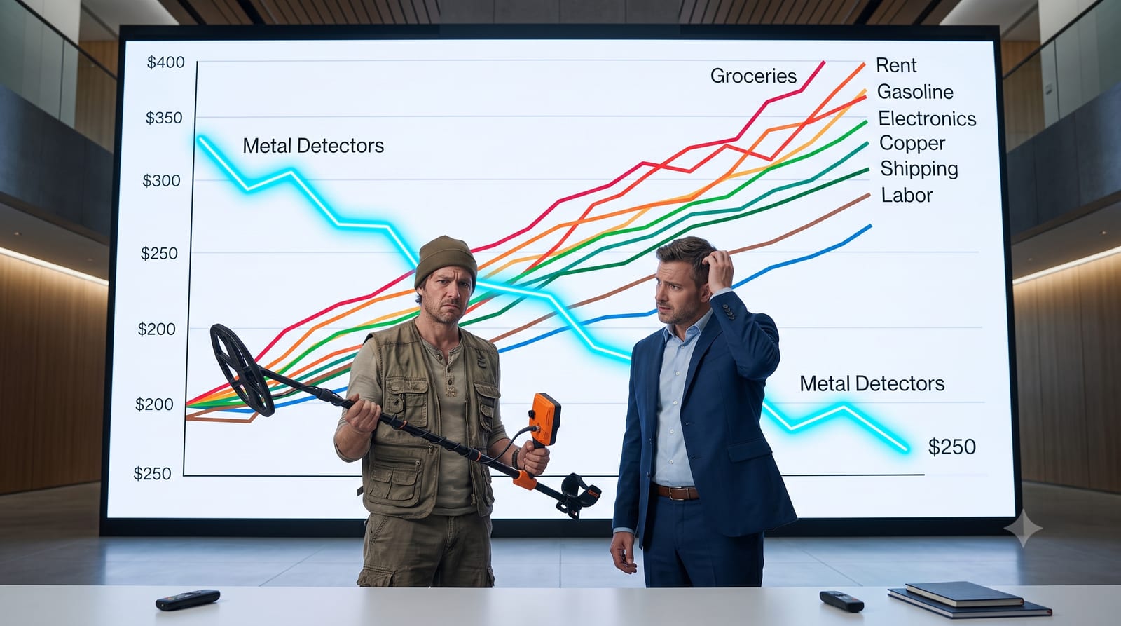 Everything costs more except metal detectors