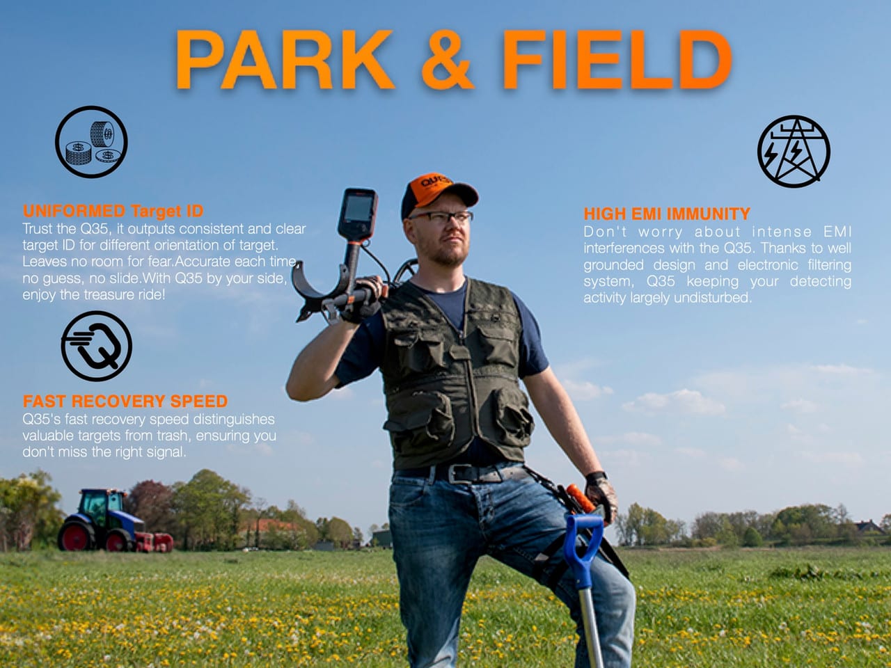 Park & Veld — uniforme doel-ID, hoge EMI-immuniteit, snelle hersteltijd
